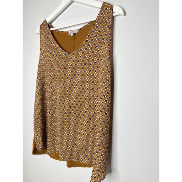 Loft Yellow Print Tank Top Sleeveless Women’s Large Scoop Neck Summer Casual - Picture 5 of 11